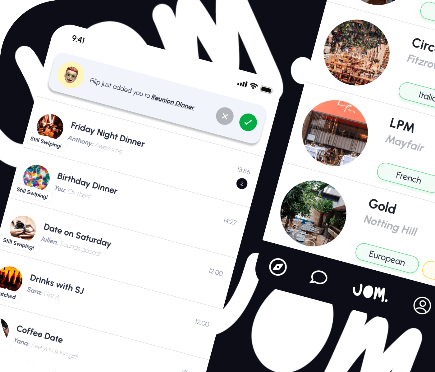 We are your social foodie hub! 💬🍲📍 Chat, explore, and bookmark top eateries with friends. Transform each meal into a shared journey, uncovering new favorites. It's more than choosing a restaurant; it's crafting your foodie story. With Jom, every bite comes with banter and memories. Ready to redefine dining? Let's Jom together! 🎉👯♂️📖